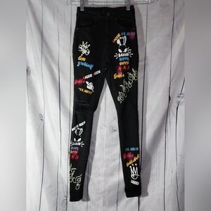 Red Fox Graphic distressed Jeans Size 1